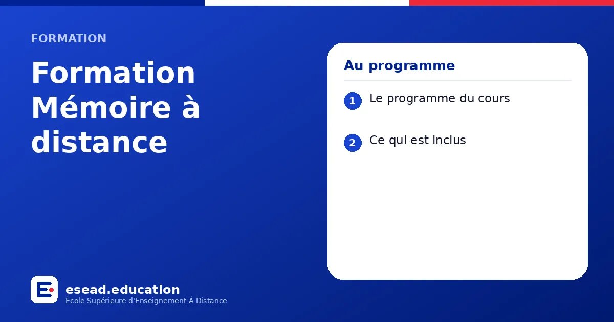 Infographie : Formation Mémoire à distance — 1. Le programme du cours ; 2. Ce qui est inclus