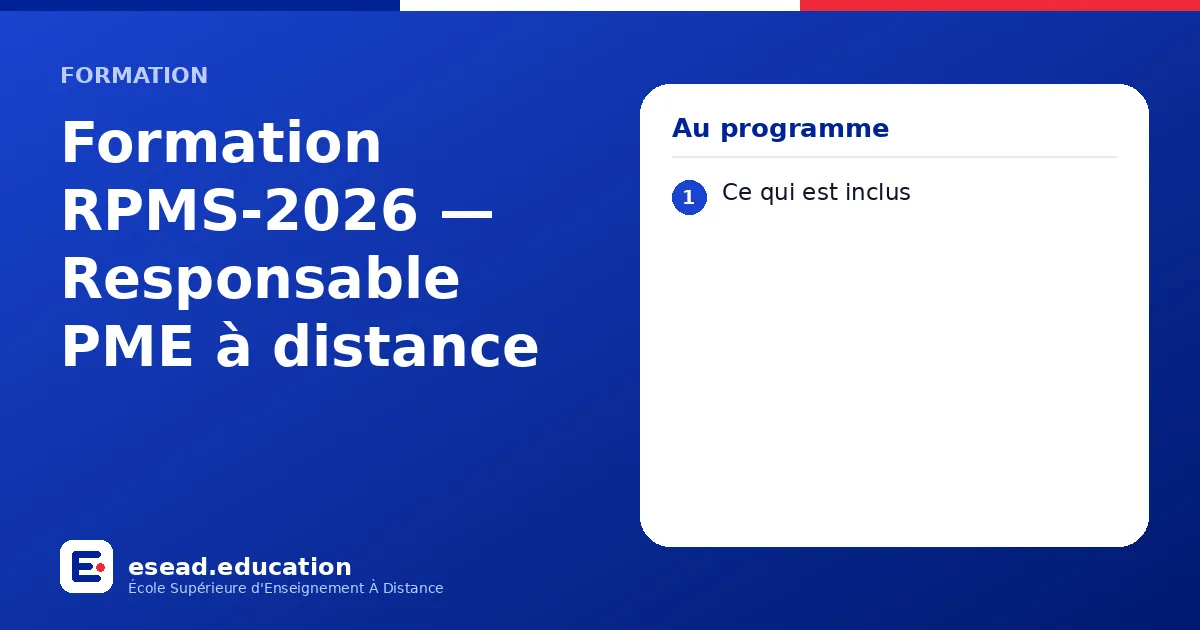 Infographie : Formation RPMS-2026 — Responsable PME à distance — 1. Ce qui est inclus