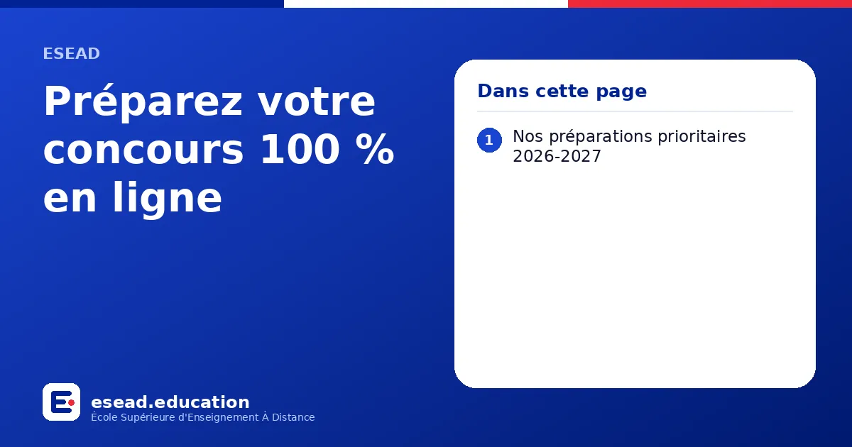 Infographie : Préparez votre concours 100 % en ligne — 1. Nos préparations prioritaires 2026-2027
